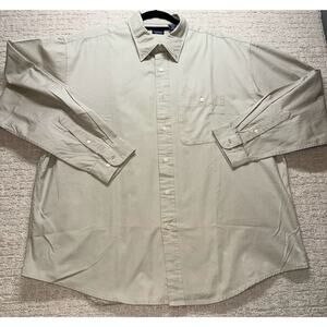 ARROW Men’s XL Button Up Shirt Khaki 100% Cotton Long Sleeve Casual